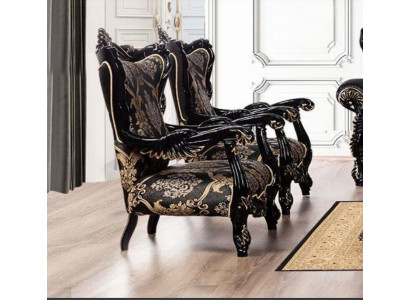 Zetel Oorfauteuil Luxe Stof Zitplaats Ontwerppolsters Barok Textielmeubels