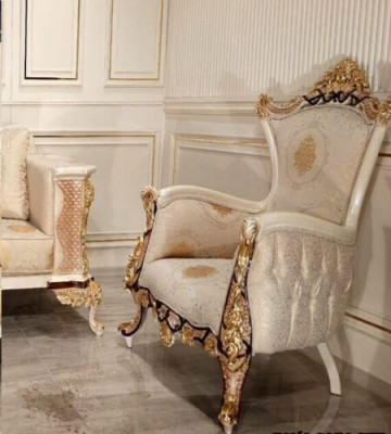 Ohrensessel Fauteuil Stoel Zitter Luxe Design Bekleding Sofa Textiel Barok Ontspanning Stof
