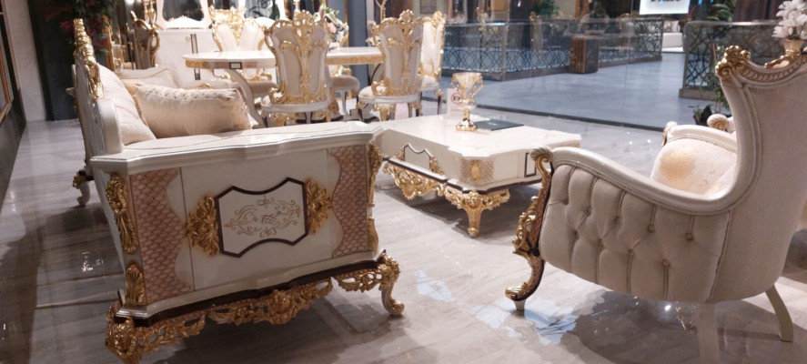 Luxe Chesterfield set 3+3+1 salontafel barok rococo zitkussen sets.