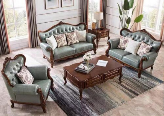 Sofaset 3+2+1 zetels Chesterfield meubels woonkamer textiel bank