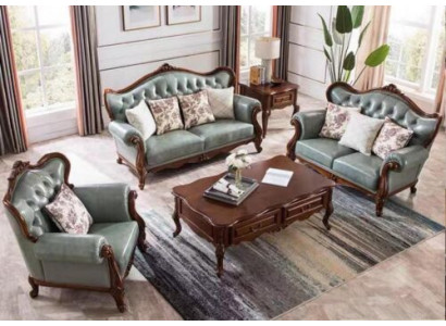 Sofaset 3+2+1 zetels Chesterfield meubels woonkamer textiel bank