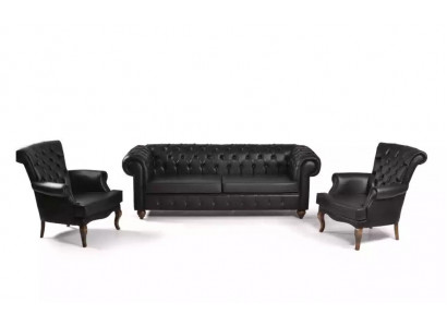 Zwarte Chesterfield bankstel Complete kantoorinrichting Moderne meubels