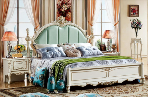 Luxe bed houten bed slaapkamer met nachtkastjes 3-delig. Set Bedden Nieuw