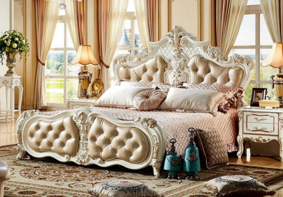 Chesterfield bed slaapkamer bedden met 2x nachtkastjes meubels 3-delig