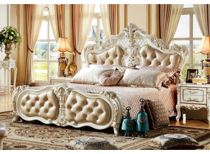 Chesterfield bed slaapkamer bedden met 2x nachtkastjes meubels 3-delig