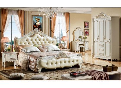 Chesterfield slaapkamer bed ontwerp bedden luxe meubels 3-delige nachtkastje