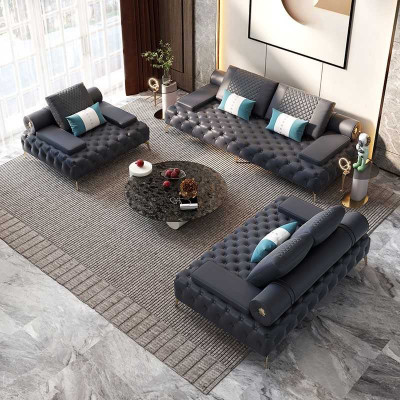 Bank 3-zits meubels leer driezitter bankstellen woonkamer stijl 3-zits Chesterfield