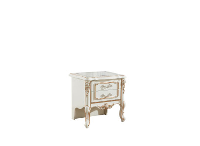 Elegante luxueuze nachtkastje met witgouden klassiek vakmanschap.