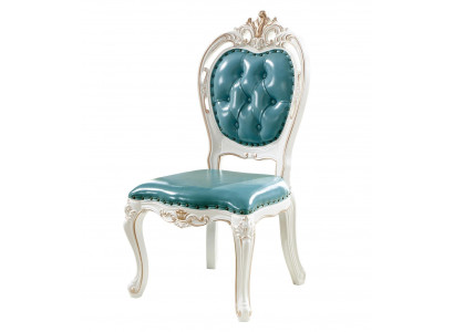 Stoel Blauw Luxe Eetkamer Bekleed Lederen Elegante Stoelen Klassiek