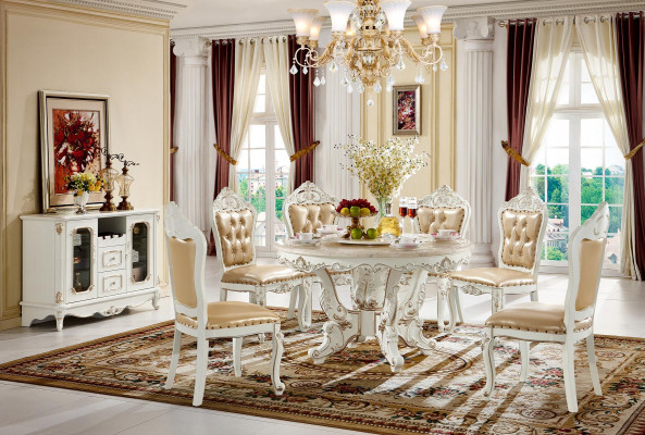 Eettafel Wit Rond Klassiek Luxe Eetkamer Houten Tafels Elegant Ontwerp