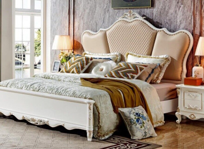 Antieke stijl bedden tweepersoons bed leren bed bedframe barok rococo bed.