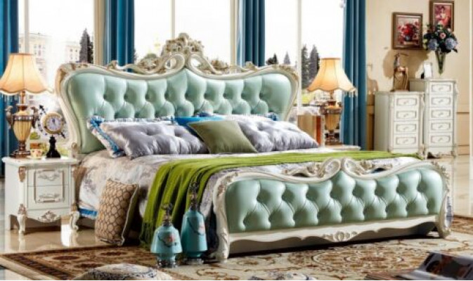 Groen Chesterfield Bed Slaapkamer Bedden met 2 nachtkastjes 3-delig.