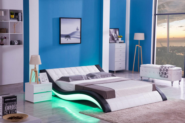 Ontwerpbed Digitaal geluid USB-bedden Luxe slaapkamermeubelen Leer