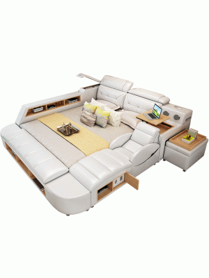 Multifunctioneel 180x200 lederen bedframe Design lederen bed Bedden Bekleding
