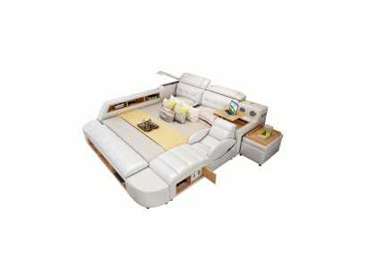 Multifunctioneel 180x200 lederen bedframe Design lederen bed Bedden Bekleding