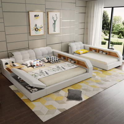 Ontwerp Leren Bedden Hotel Dubbele Plankrek 180x200 Multifunctioneel