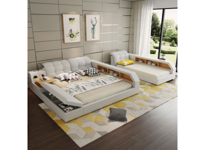 Ontwerp Leren Bedden Hotel Dubbele Plankrek 180x200 Multifunctioneel