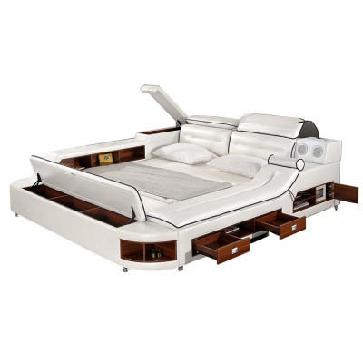 Multifunctioneel bed tweepersoons bedden hotel xxl grote gestoffeerde bedden USB-geluid