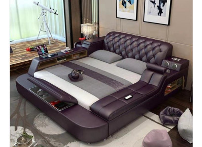 Ontwerpbed XXL Grote Bedden Lederen Hotel Bekleding 180x200 Multifunctioneel Rek