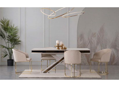 Zuilen tafel eetgroep tafel met 6x eetkamerstoelen Eetkamerstoelen 7-delig