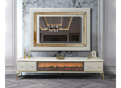 dressoirkast rtv met open haard woonkamerset tv-paneel roestvrij staal luxe meubels