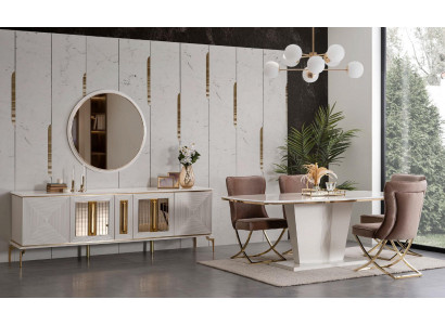 Luxe eetkamer eethoek eettafel set eetgroep tafel stoelen dressoir 7-delig
