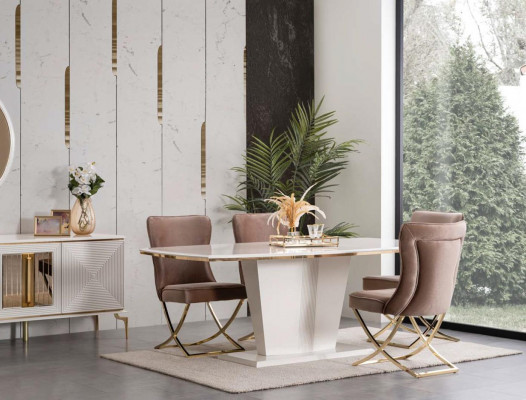 Luxe eetkamer eethoek eettafel set eetgroep tafel stoelen dressoir 7-delig