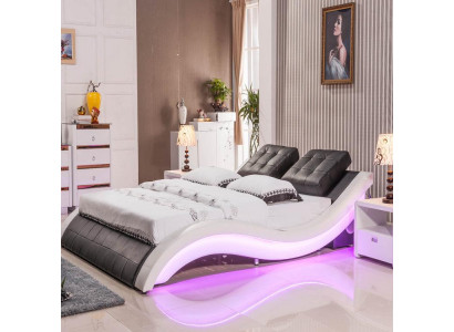 Luxury bed design beds Digital LED bedroom furniture Leather Double
