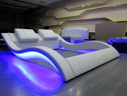 Luxury bed design beds Digital LED bedroom furniture Leather Double