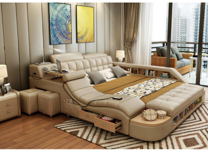 Multifunctionele bedden Luxe leren bedbekleding Moderne hotelmassagefunctie Nieuw
