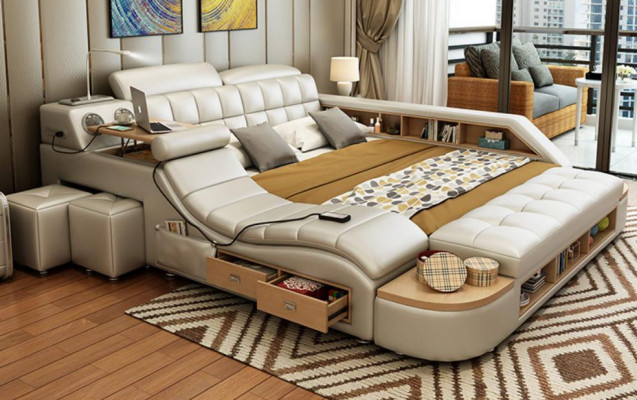 Multifunctionele bedden Luxe leren bedbekleding Moderne hotelmassagefunctie Nieuw