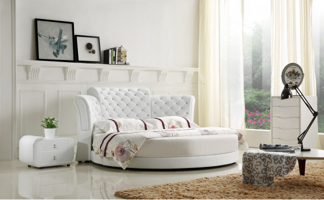 Chesterfield Rond Bed Meubels Gestoffeerde Bedden Slaapkamermeubels Lederen Bed Hotel