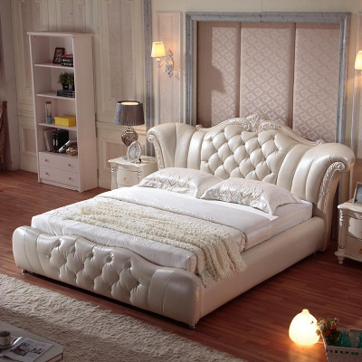 Ontwerp Chesterfield Bed Textiel Velours Bekleding Hotel Lederen Bedden Slaapkamer