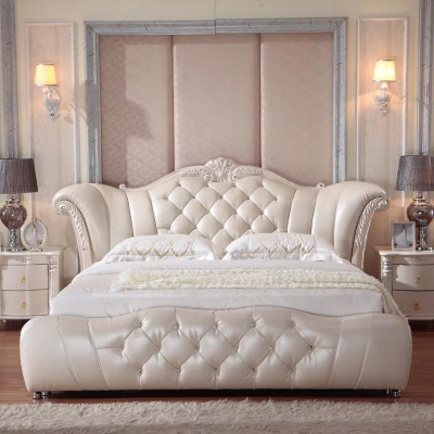 Ontwerp Chesterfield Bed Textiel Velours Bekleding Hotel Lederen Bedden Slaapkamer