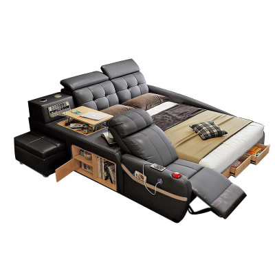 Multifunctioneel Deluxe Bed met Massagefunctie Hotelbed met bekleding Led usb Radio