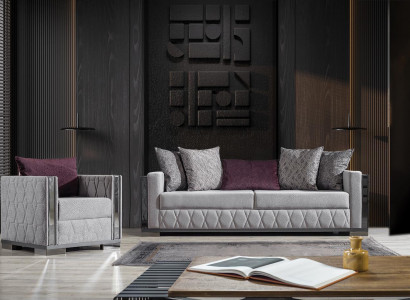 Zilveren bankstel bank zitkussen bankstel 3+1 zits bankstellen