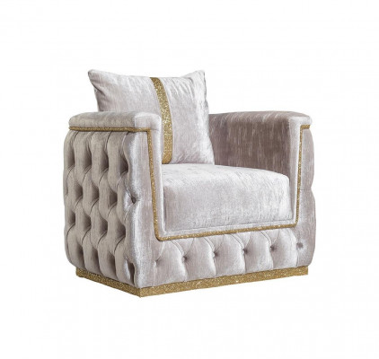 Luxe Chesterfield bankstel set 3+1 zitbank bekleding meubels fluweel goud