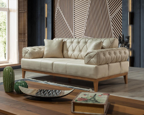 Sofaset set bank banken bank fauteuil driezitter 3+1 zits beige