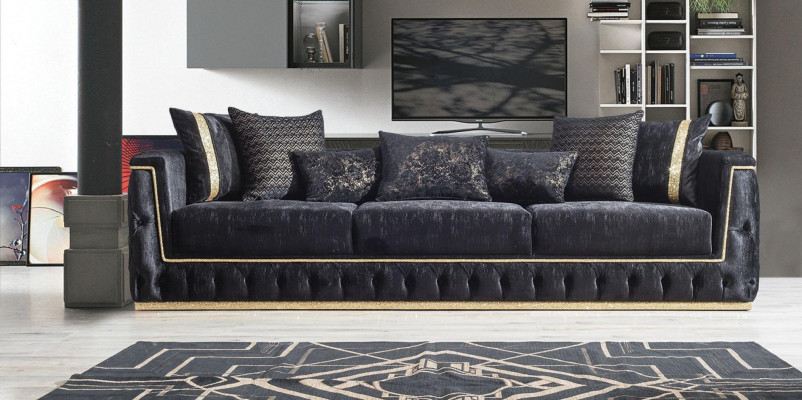 Driepersoons bank 3-zits banken Gestoffeerde banken Chesterfield met textiel