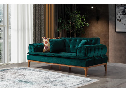 Luxe bank 3-zits banken zit stof ontwerp meubels stijl textiel nieuw groen