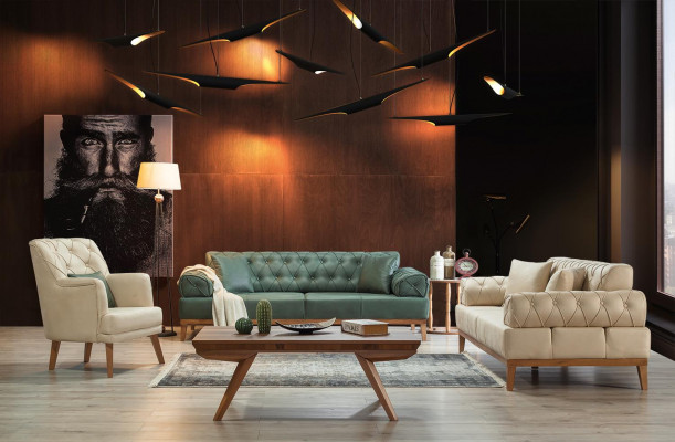 Woonkamer fauteuil meubels modern stof lounge textiel kunstleer beige Woonkamer fauteuil meubels modern stof lounge textiel kunstleer beige