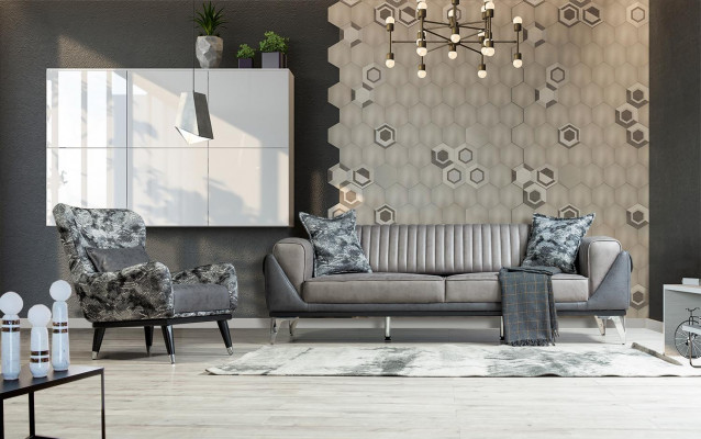 Woonkamer fauteuil met gestoffeerde zitting in modern design met slangenprint bekleding.