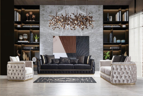 Sofaset Set Banken Bank Bank Fauteuil Driepersoonsbank 3+3+1 Zits Stof