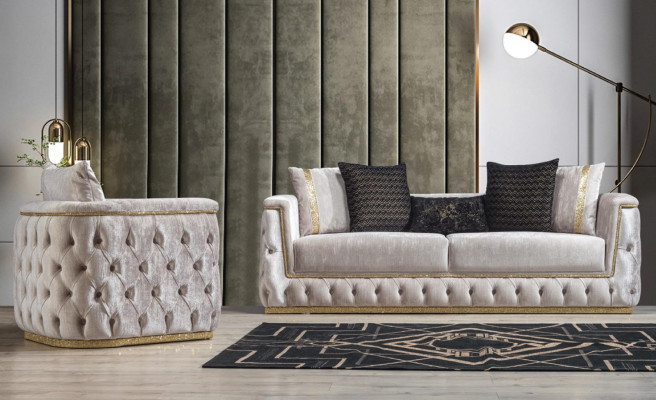 Sofaset Set Banken Bank Bank Fauteuil Driepersoonsbank 3+3+1 Zits Stof