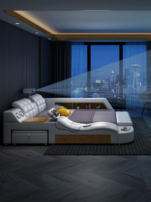 Bed multifunctionele bedden tv beamer USB LED massage functie hotel luxe