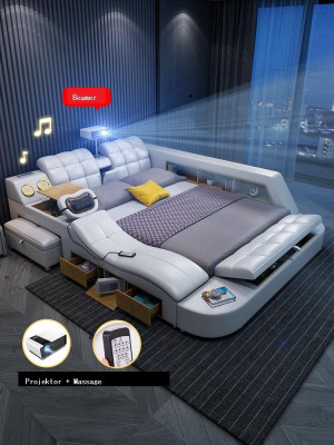 Bed multifunctionele bedden tv beamer USB LED massage functie hotel luxe