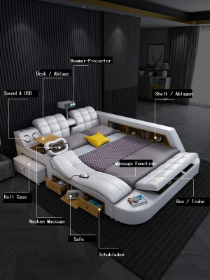 Bed multifunctionele bedden tv beamer USB LED massage functie hotel luxe