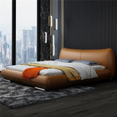 Bedden Textiel Leer Hotel Luxe Fluweel Bekledingsstof Designer Bed Slaapkamer