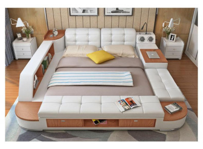 Multifunctionele slaapkamer ligplanken Luxe leren bedden 180x200
