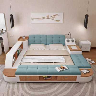 Multifunctionele slaapkamer ligplanken Luxe leren bedden 180x200